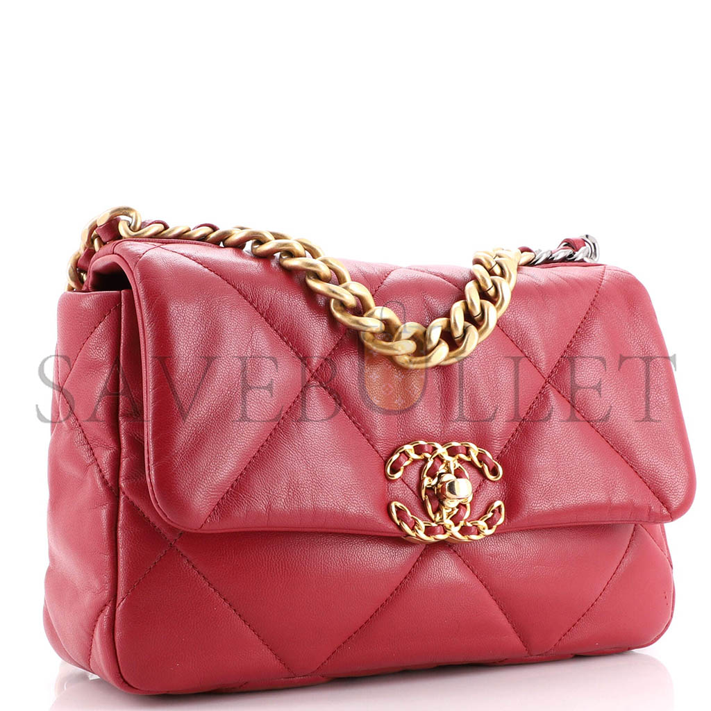 Ch*el 19 flap bag quilted leather as1160 (26*16*9cm)